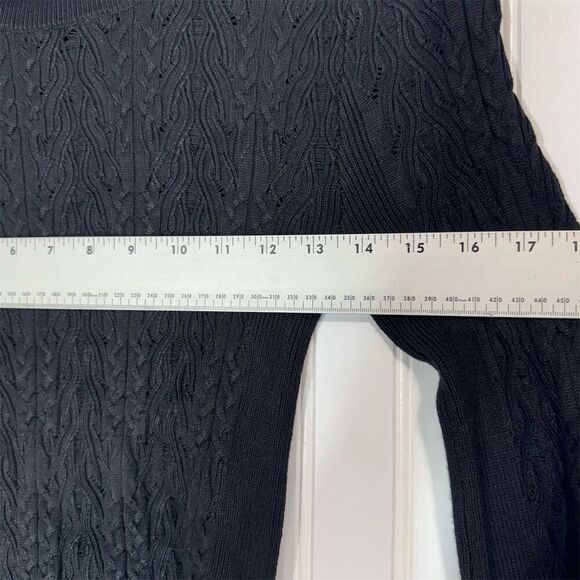 Free People Black Cable Knit Turtleneck Sweater S Button Cuff Slim Fit NWOT - Picture 5 of 10